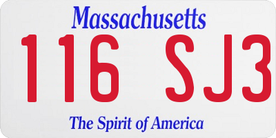 MA license plate 116SJ3