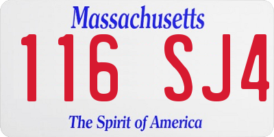 MA license plate 116SJ4