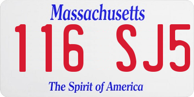 MA license plate 116SJ5