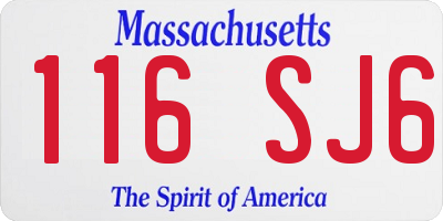 MA license plate 116SJ6