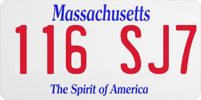 MA license plate 116SJ7