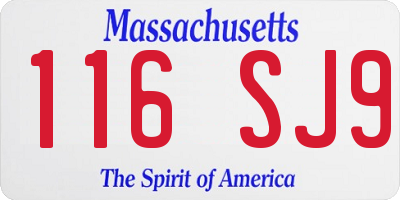 MA license plate 116SJ9