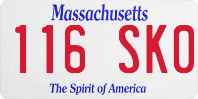 MA license plate 116SK0