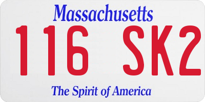 MA license plate 116SK2