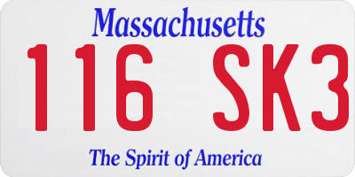 MA license plate 116SK3