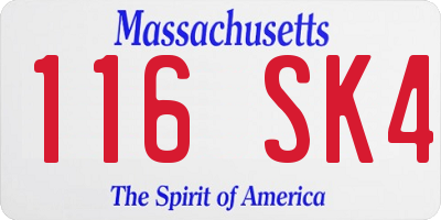 MA license plate 116SK4