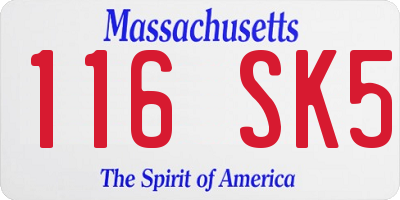 MA license plate 116SK5