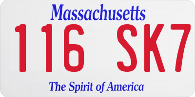MA license plate 116SK7