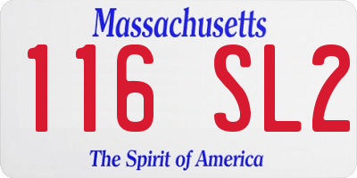 MA license plate 116SL2