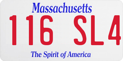 MA license plate 116SL4