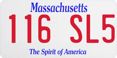 MA license plate 116SL5