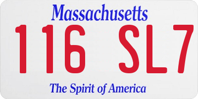 MA license plate 116SL7