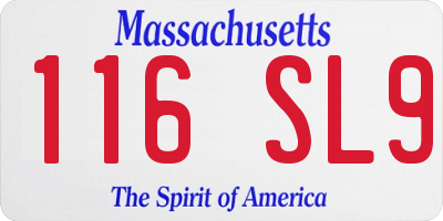 MA license plate 116SL9