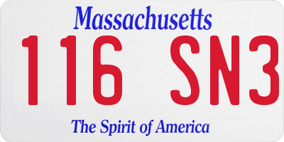 MA license plate 116SN3