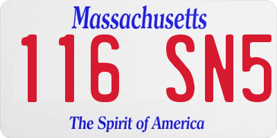 MA license plate 116SN5