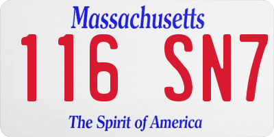 MA license plate 116SN7
