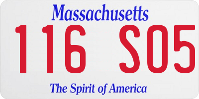 MA license plate 116SO5
