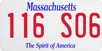 MA license plate 116SO6