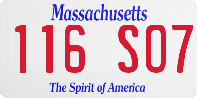 MA license plate 116SO7