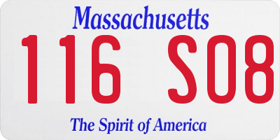 MA license plate 116SO8
