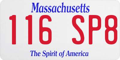 MA license plate 116SP8