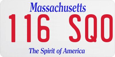 MA license plate 116SQ0