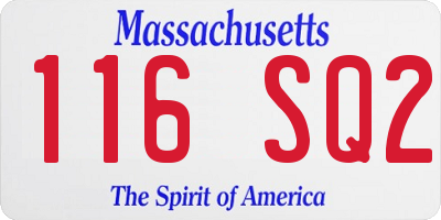 MA license plate 116SQ2