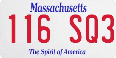 MA license plate 116SQ3