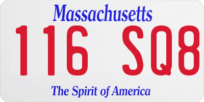 MA license plate 116SQ8