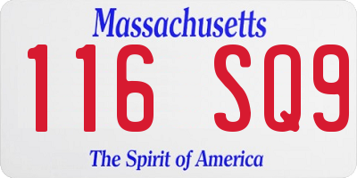MA license plate 116SQ9