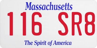 MA license plate 116SR8