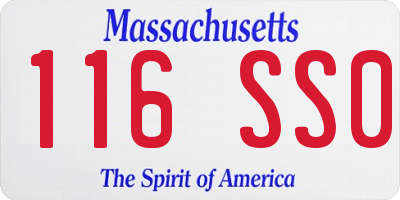 MA license plate 116SS0
