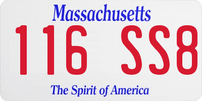 MA license plate 116SS8