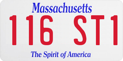 MA license plate 116ST1