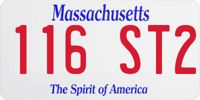 MA license plate 116ST2