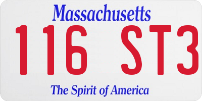 MA license plate 116ST3