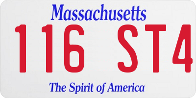 MA license plate 116ST4