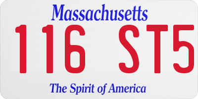 MA license plate 116ST5