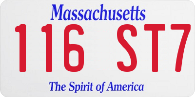 MA license plate 116ST7