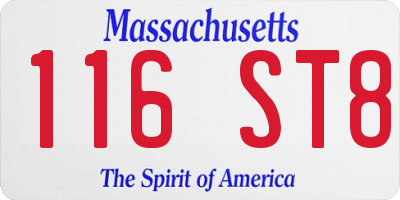 MA license plate 116ST8