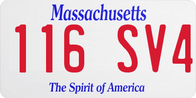 MA license plate 116SV4