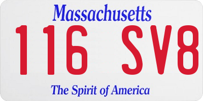 MA license plate 116SV8