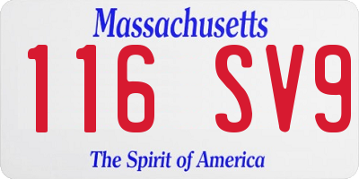 MA license plate 116SV9