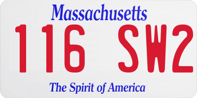 MA license plate 116SW2