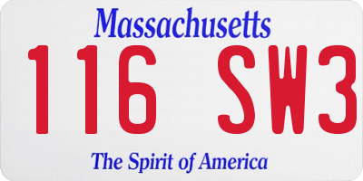 MA license plate 116SW3