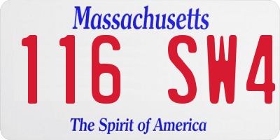 MA license plate 116SW4