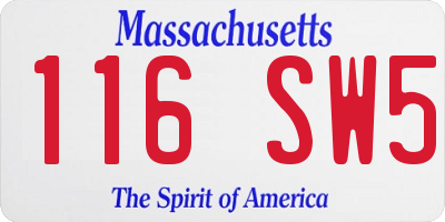 MA license plate 116SW5