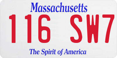 MA license plate 116SW7