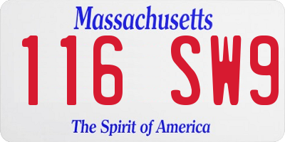 MA license plate 116SW9