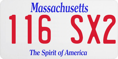 MA license plate 116SX2